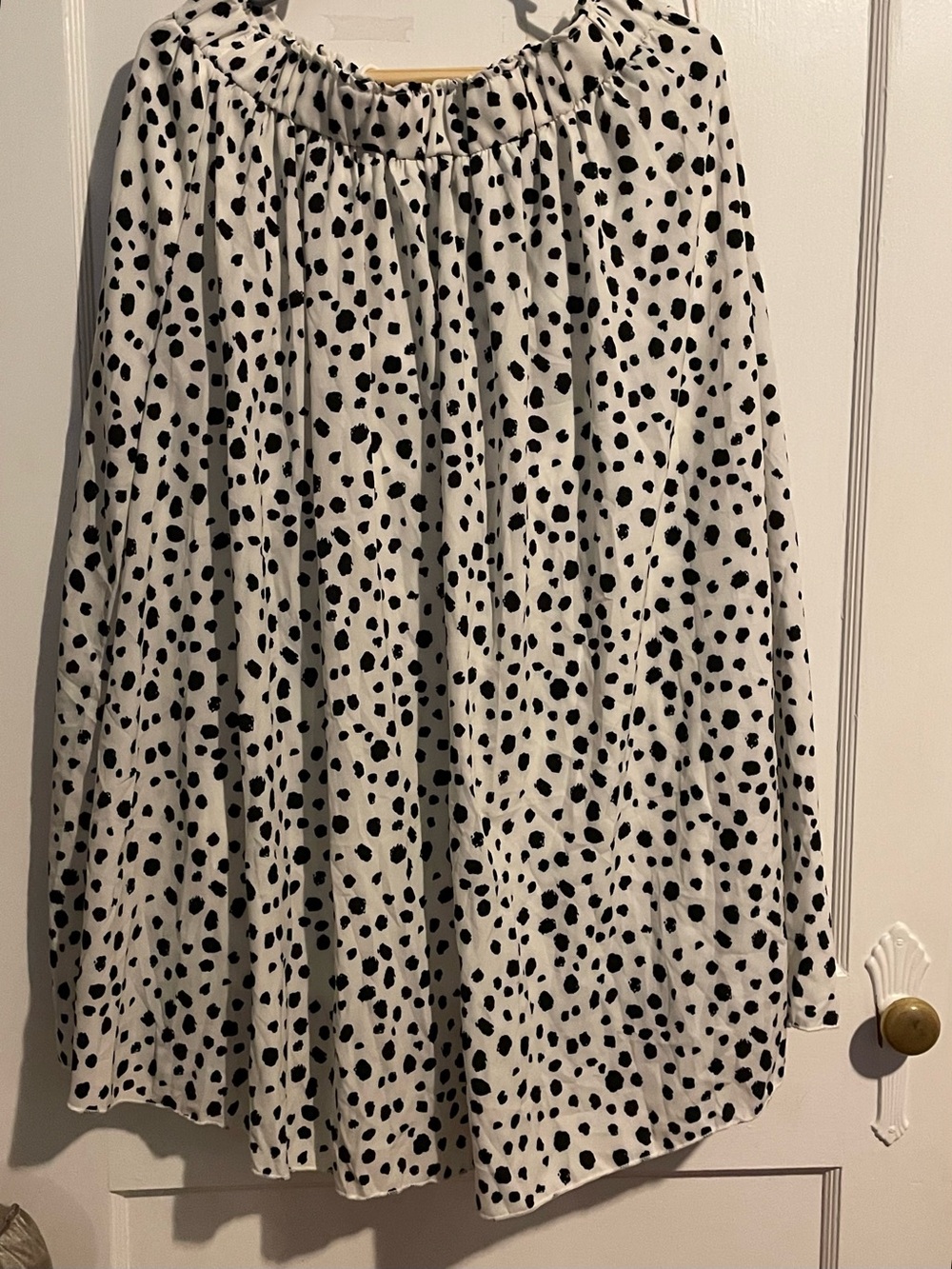 SHEIN White Circle-Print Skater Skirt with Black Spots